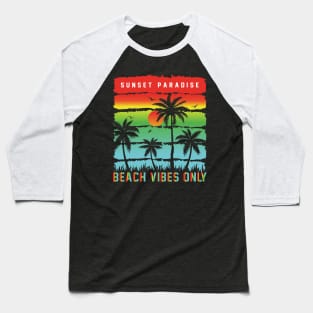 Vintage Retro Style Waves Sunset Paradise Beach Vibes Only Baseball T-Shirt